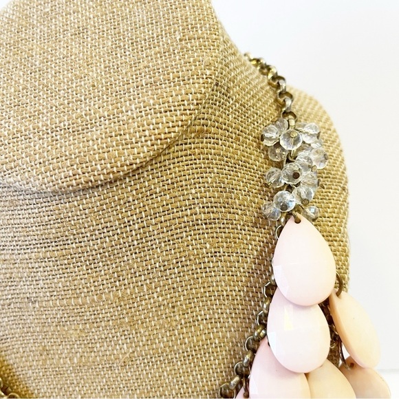 Light Pink Statement Teardrop Necklace Chunky Lucite Beaded Retro 90s Y2K Love - Picture 4 of 8